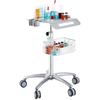 Medical Cart, Salon Cart with Wheels, Mobile Trolley Cart 26.77"-42.91" Height Adjustable, Metal Salon Stations for Hair Stylist, Rolling Desktop Lab