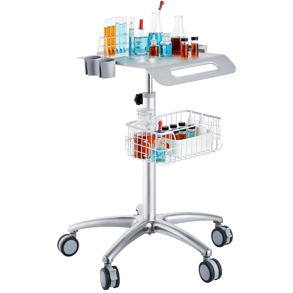 Medical Cart, Salon Cart with Wheels, Mobile Trolley Cart 26.77"-42.91" Height Adjustable, Metal Salon Stations for Hair Stylist, Rolling Desktop Lab