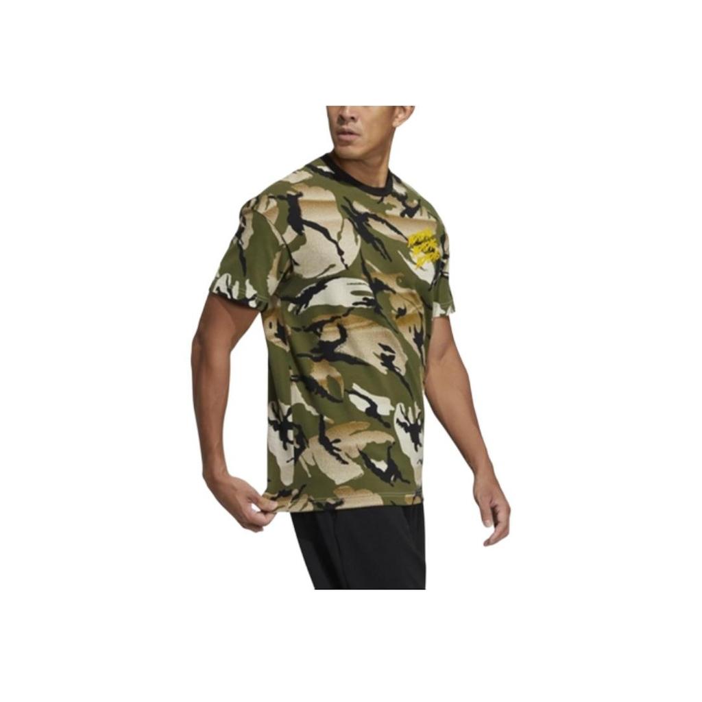 Adidas Футболка с коротким рукавом с графическим камуфляжным принтом, мужские топы, янтарно-желтый GP0883