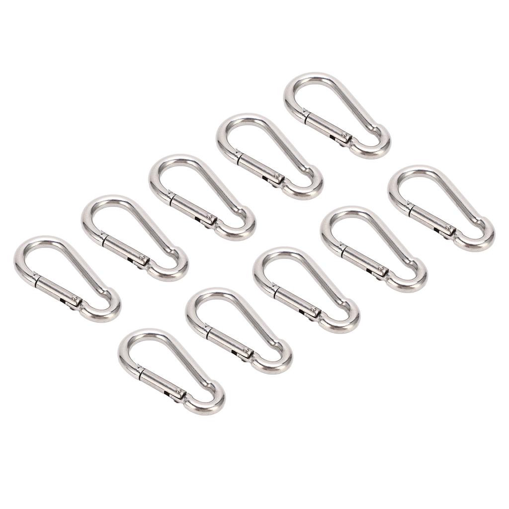10Pcs Carabiner Clip Spring Snap Hook Heavy Duty Quick Link 304 Stainless Steel for Bird Feeders 4MM