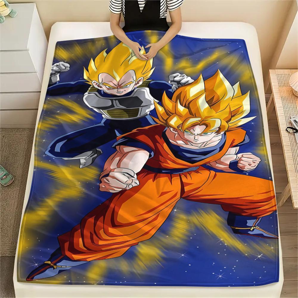 Фланелевое одеяло с принтом персонажей Dragon Ball, Высококачественное, Удобное для всех сезонов, Декор для дома, Тепло и уют, Идеально для рождественских подарков