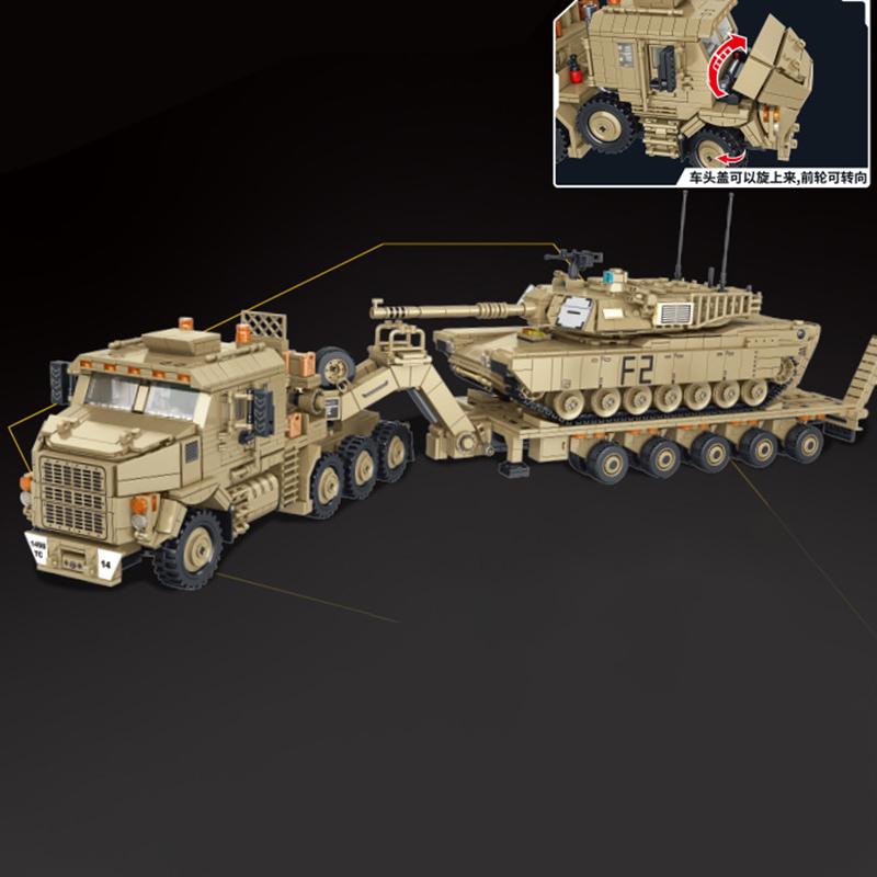 Военная серия Транспортер ракет US M983 Транспортер танков M10170 Бронированный автомобиль JLTV Сложные конструкторы Игрушки