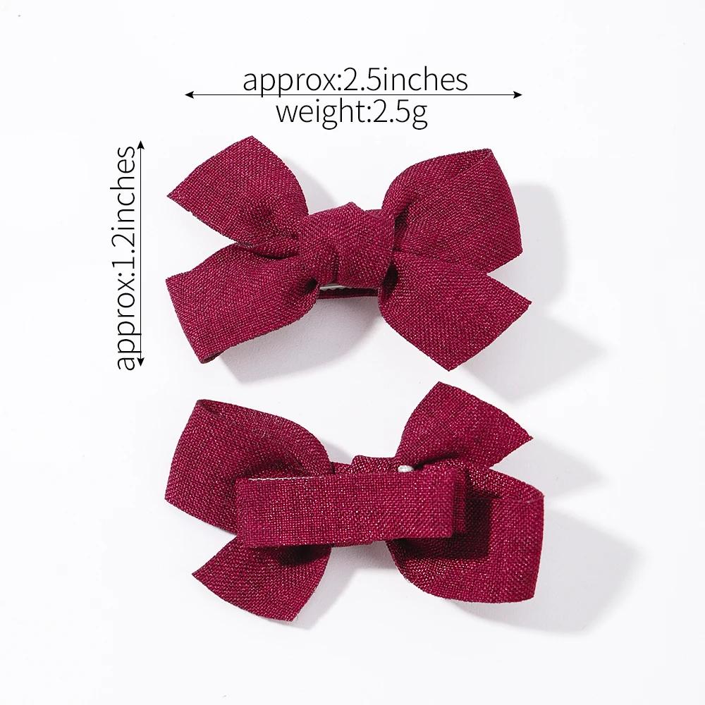6 шт./набор Мини-заколки-бантики для волос для девочки Свежие однотонные бантики Заколки для волос Сладкий ребенок Бутик Ручная работа Заколки для волос Аксессуары
