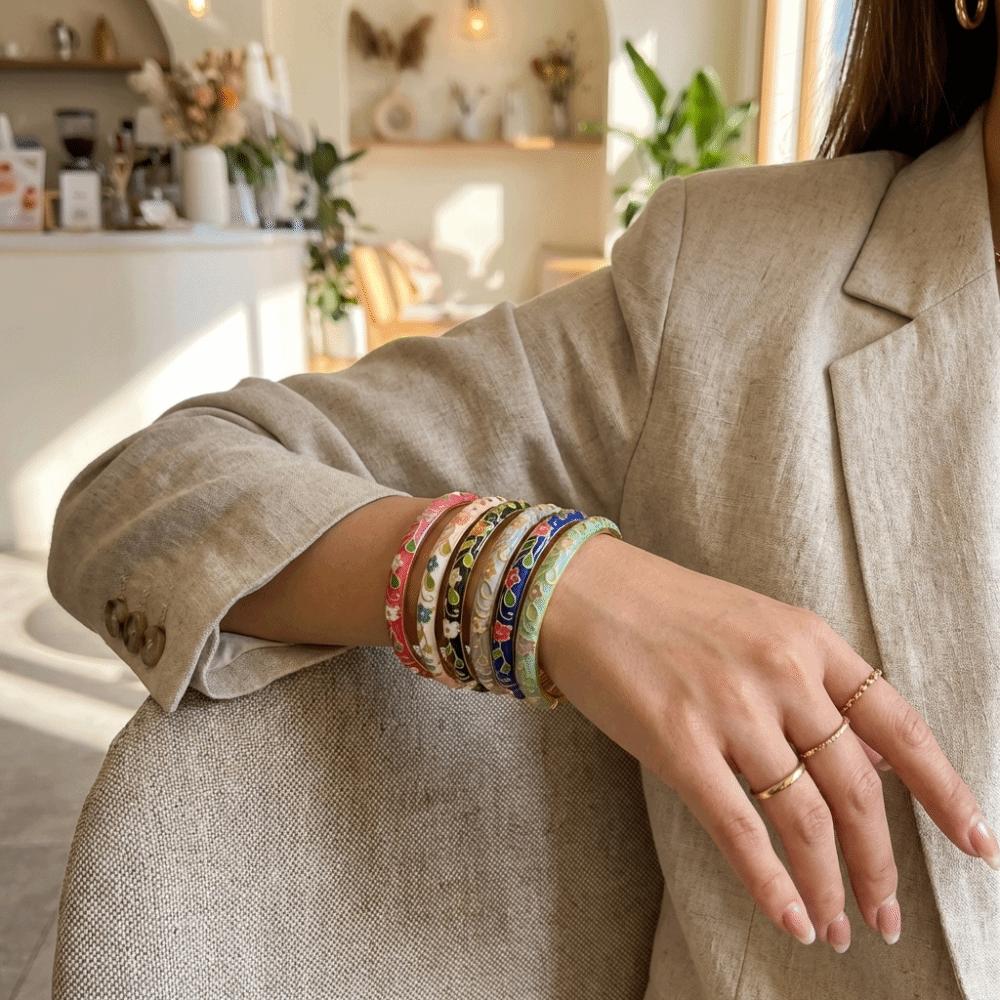 Floral Motifs Enamel Bracelet Zinc Zinc Zinc Alloy Dropped Glaze Bracelet  Traditional