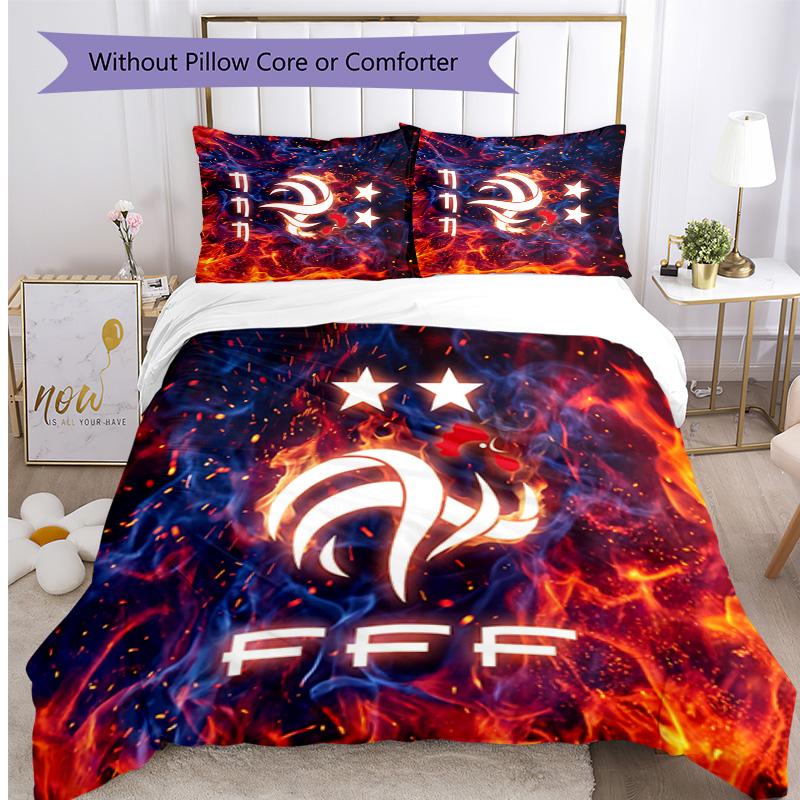 France Football Printed Bedding 3 Piece Set Cozy Breathable Bed Cover Set as Housewarming Holiday Gift