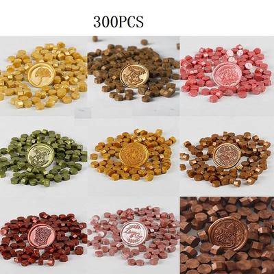 100 шт. Восковые гранулы с принтом, Восковой лак для печатей, Сургучная печать для изготовления открыток, Ретро восковая печать для запечатывания, Золотой, Свадьба, День рождения