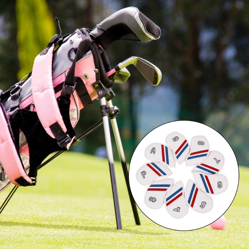 9Pcs PU Leather Iron and Wedges Golfs Club Head Cover Golfs Iron Headcover Protective Cover to Protect Your Golfs Clubs