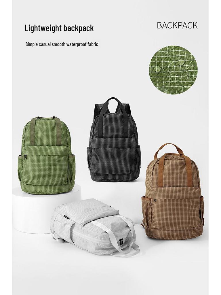 Трансграничный клетчатый складной рюкзак для пешего туризма большой вместимости - Однотонный повседневный стиль
