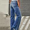 European and American Street Versatile Casual Mid Waist Washed Straight Leg Jeans Women's Clothing