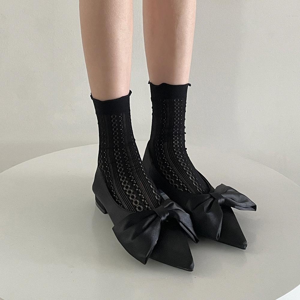 Полые женские носки, хлопковые бархатные мягкие летние тонкие дышащие длинные носки в японском стиле, милые кавайные носки принцессы Харадзюку