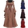 Celtic Women Lace Up Long Sleeve Floor Length Medieval Dress Halloween Costume