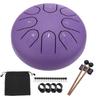 Uxcell Steel Tongue Drum, 6" 8-Note Steel Hand Drum with Bag, Mallets, and Music Sheet, Worry-Free for Yoga, Meditation, and Camping (Purple)