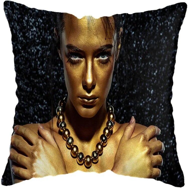 Наволочка для спальни, черно-золотая африканская женская подушка для гостиной, декоративная подушка