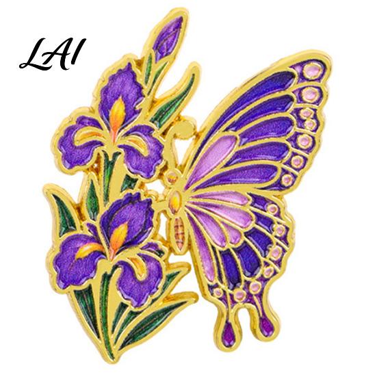 Butterfly Shaped Brooch Enamel Flower Pin Floral Badge for Sweaters Women Inscet Pin Coats Scarves Women