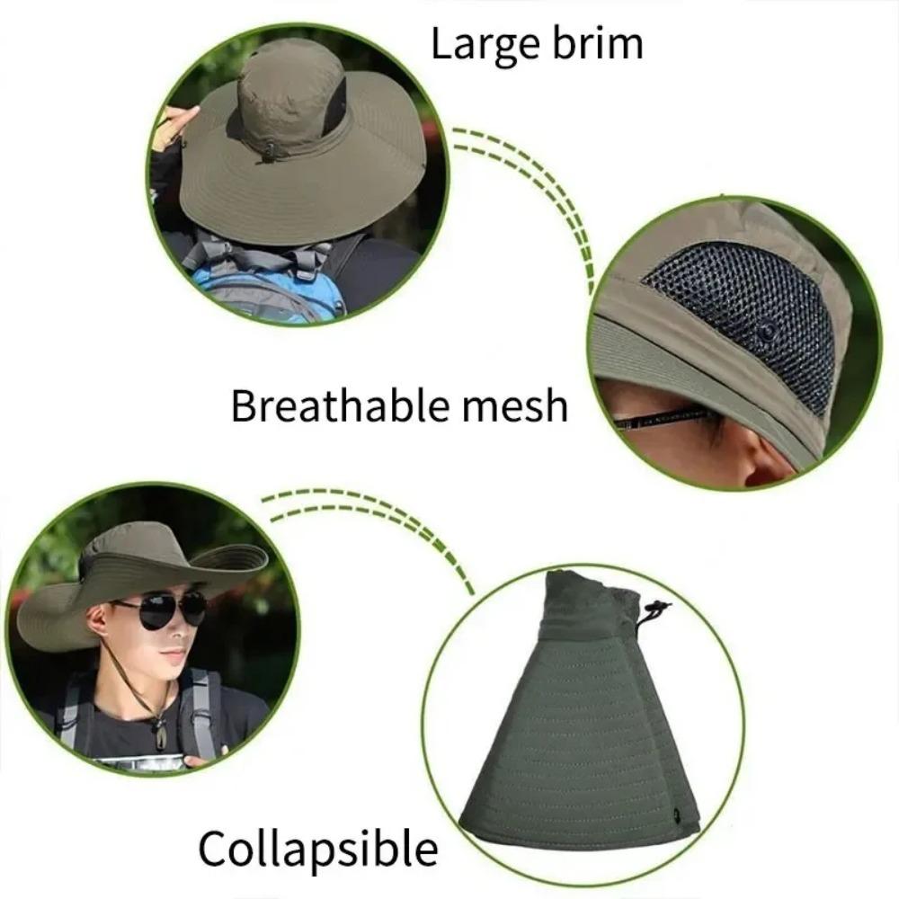 Foldable Large Brim Sun Hat Breathable Sun Protection Hat Fashion Fisherman Hat  Climbing