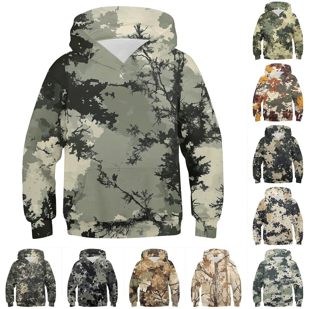 Boys Casual Fashion Long Sleeve Hooded Pocket Sweatshirt