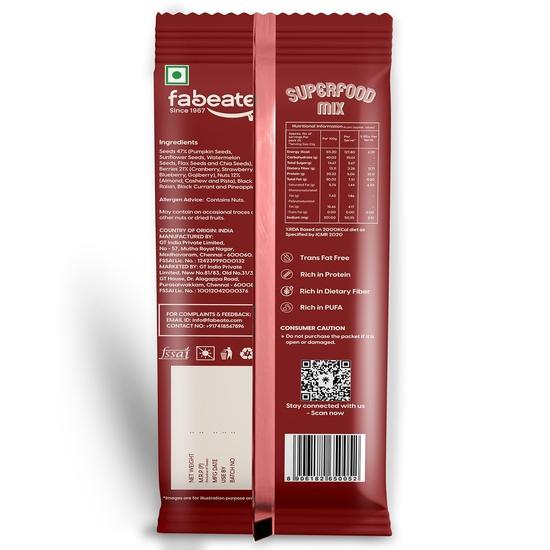 Fabeato Munch On the Go Snack Premium Superfood Mix |Nuts, Dry Fruits, Seeds and Berries | Each Pouch 25g | Pack of 10