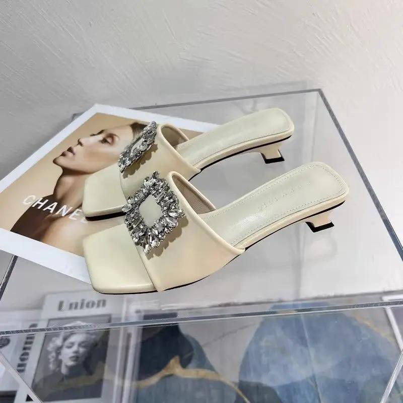 Fashion With Heel Women's Slippers and Ladies Sandals Open Toe Slides 2025 Trend H Sandal Wholesale Slip-resistant Luxury Stylish Shoes