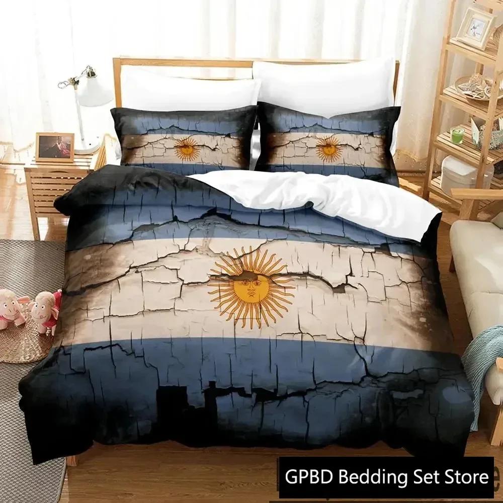 3D Print Argentina Flag Bedding Set Double Twin King Duvet Cover Comforter Pillowcase Boys Girls Adults Bedroom