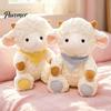 Soft Huggable Doll Cute Lamb Plush Toy, Sheep Stuffed Animal with Knit Bandana, Fluffy Curly Fur Plushie for Kids Girls Birthday Gift, Year