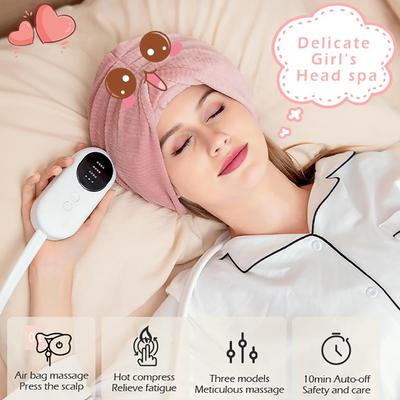 Электрический массажер для головы под давлением воздуха, повязка на голову с подогревом, разминающая подушка безопасности для головы, массажный пояс для кожи головы, глубокий массаж, облегчение головной боли