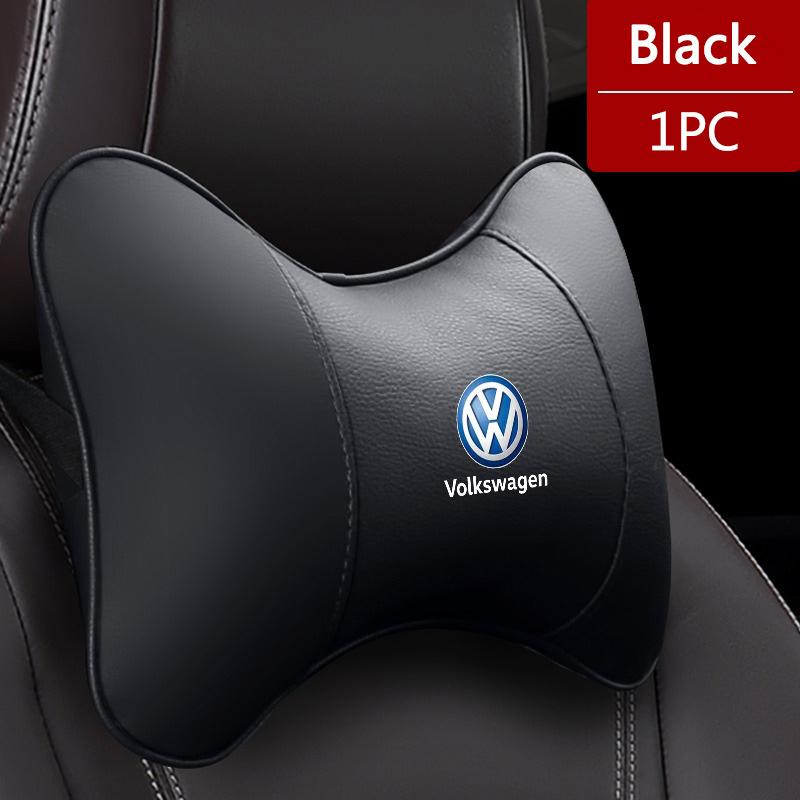 2026 Hot For VW VOLKSWAGEN Leather Car Seat Headrest Memory Foam Comfort Neck Pillow Auto Interiors For Volkswagen VW Tiguan Jet