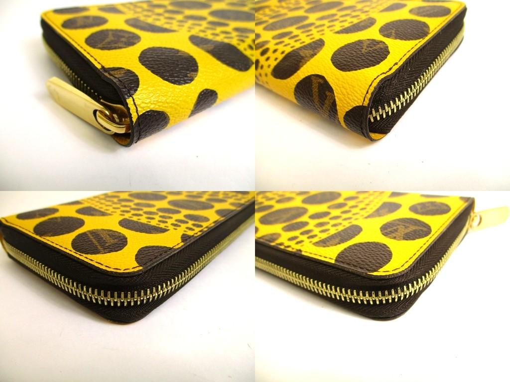 Authentic LOUIS VUITTON Monogram Yellow Leather Kusama Yayoi Dots Zippy Wallet #b048  Open box