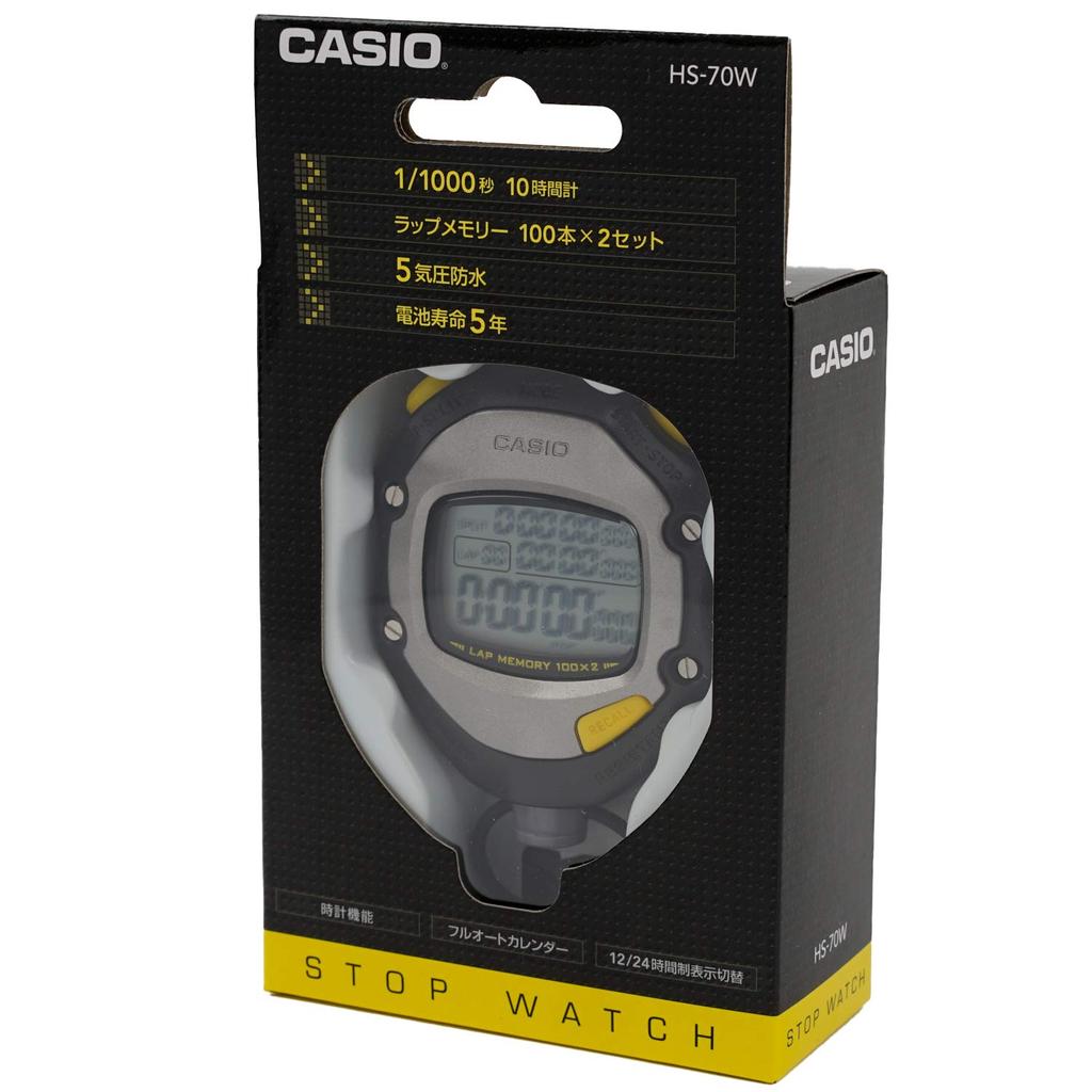 Casio Секундомер с временем круга и промежуточным временем Двойной 5 АТМ Водонепроницаемость Звук отключен Черный Измерение, Память, Сопротивление, Переключатель, HS-70W-1JH
