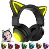 Игровые Bluetooth-наушники с кошачьими ушками, беспроводные и проводные, 40-мм Hi-Fi стерео, глубокие светодиодные, с блестками, подходят для детей и не могут быть подключены к Switch