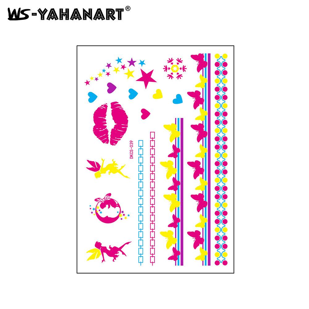 Креативная флуоресцентная наклейка-татуировка на руку с цветком, водонепроницаемая наклейка-татуировка на руку с пером