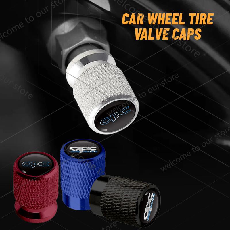 4Pcs/Set For OPC Line LOGO Badge Opel Corsa Ampera Astra Adam Mokka Vauxhall Vectra Car Wheel Tire Valve Caps Tyre Stem Covers PF5