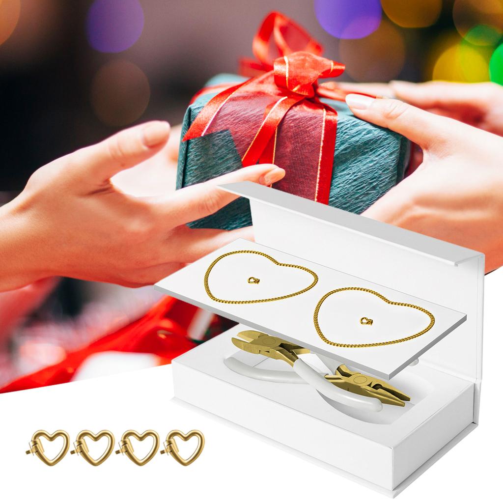 1 Set Permanent Bracelet Kit Includes 2 Bracelets 4 Heart Buttons 2 Pliers Forever Jewelry Making Tools DIY Crafting Project Engagement Gift