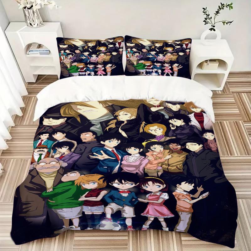 Detective Conan Characters Print 3Pcs Bedding Setduvet Cover With 2 Bedropillowcase Home Birthday Gift