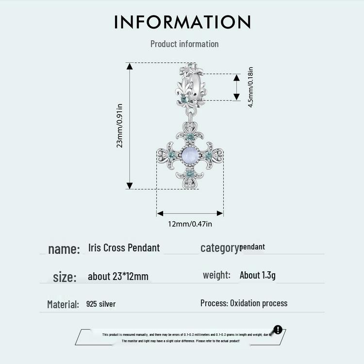 Винтажный кулон-крест «Ирис» из стерлингового серебра S925 с платиновыми бусинами для изготовления украшений своими руками