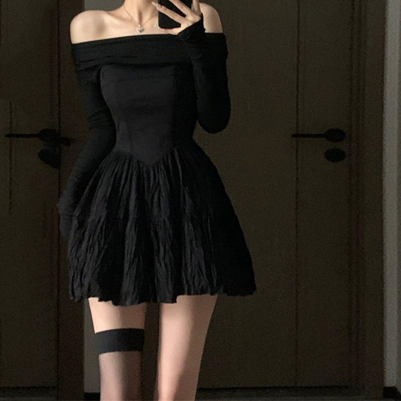 Платье с одной линией плеча и длинным рукавом, женское весеннее платье в стиле французской светской львицы, утягивающее талию, платье Peng