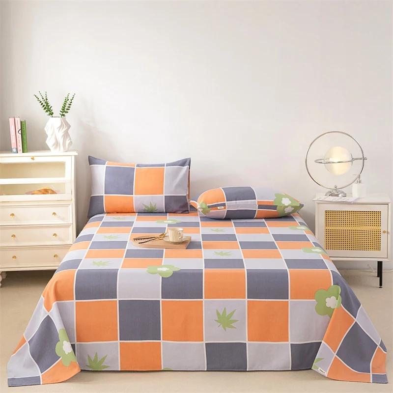 Cute Cartoon Panda Bed Sheet Set Cotton Thickened Green Plaid Bed Cover Soft Breathable 3Pcs Bedding Set for Kids Boys Girls