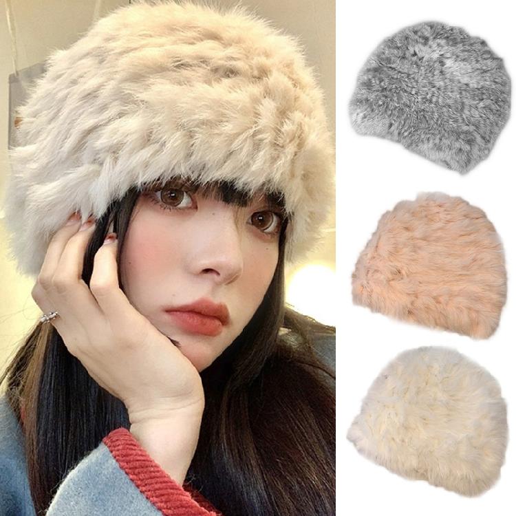 Шляпы из кроличьего меха Винтажные Kawaii Повседневные Кепки Уши для защиты На открытом воздухе Мода Женские