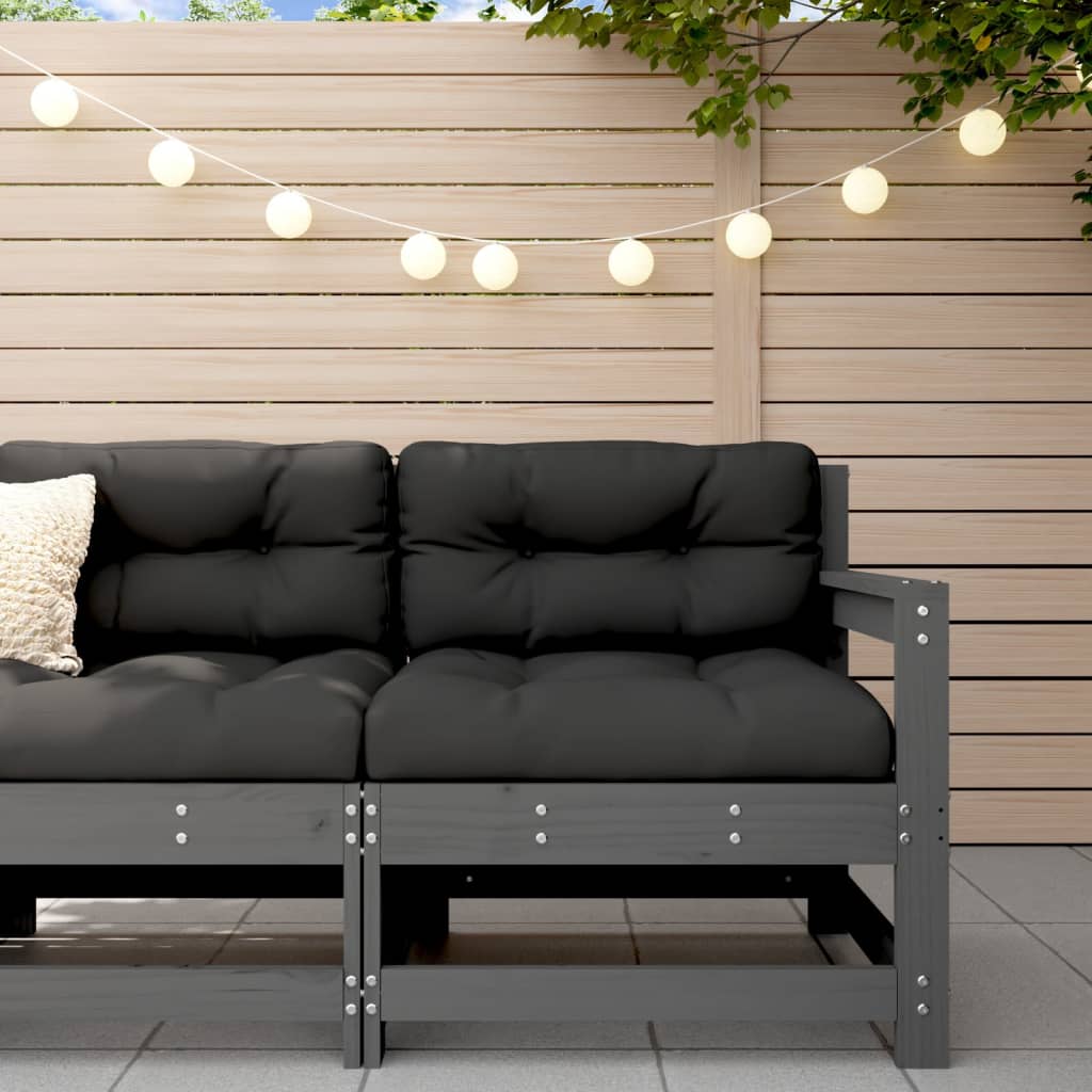 Garden Corner Sofa Gray Solid Pine Wood