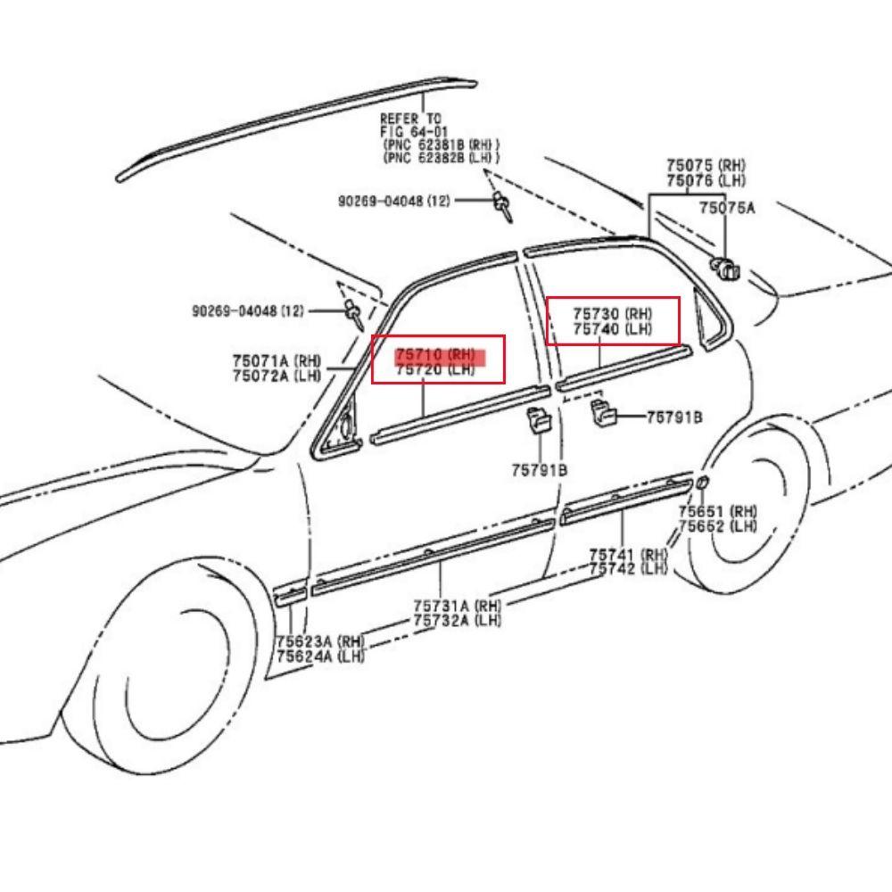 Toyota Camry SXV20 1996-2000 Уплотнитель оконный наружный
