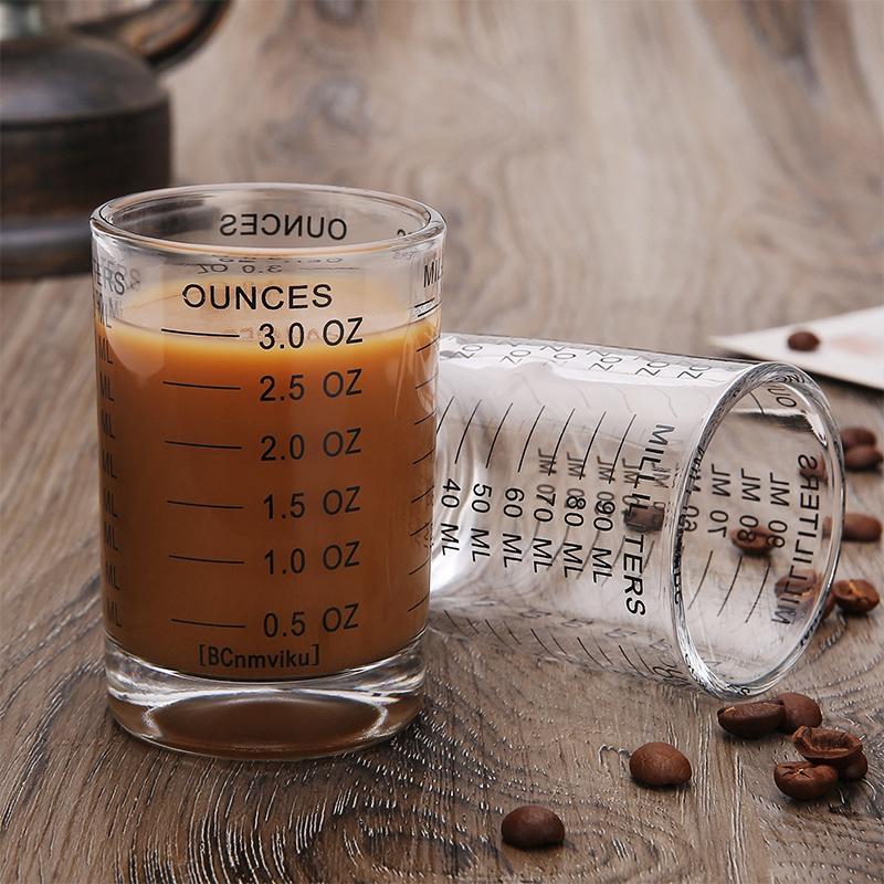 90/120Ml Heat-Resistant Glass Measuring Cup Milk Jigger Glass Ounce Cup With Handle For Espresso Coffee Barista Accessories