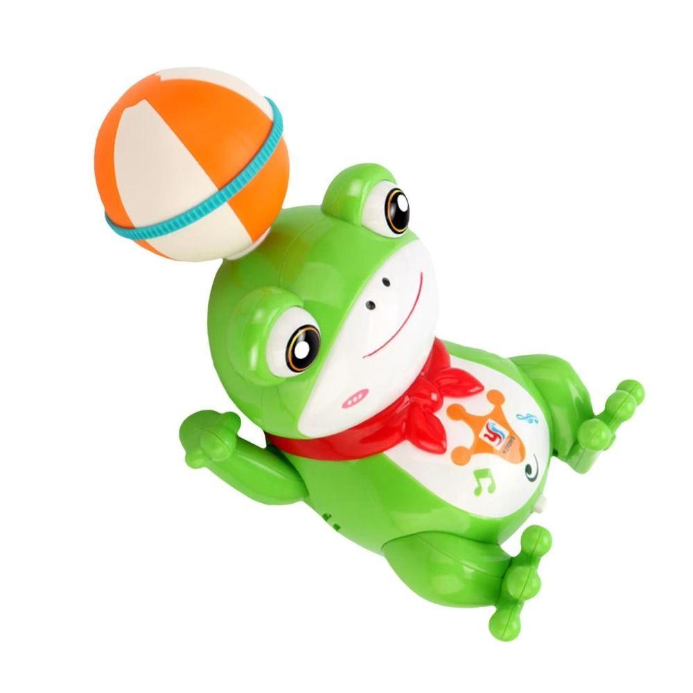 LED Electric Dancing Frog Plastic Kids Electric Frog Toy Spinning Ball Frog Toy Desktop Ornament