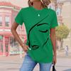 Модная женская футболка с персонализированными линиями и чертами лица с принтом, забавная повседневная футболка с круглым вырезом и короткими рукавами, летняя женская футболка