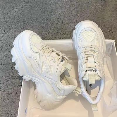 Женская модная платформа спортивная обувь женская летняя черная повседневная массивная обувь женская сетчатая кожаная платформа