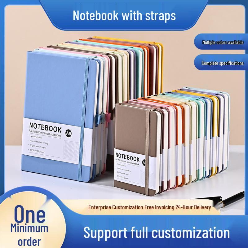 Эксклюзивная записная книжка на завязках из искусственной ПУ кожи - издание «Макарон» с линованными страницами цвета слоновой кости