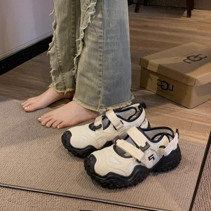 2024 Лето Новые Туфли Mary Jane Retro Ugly женские сетчатые сандалии с толстым дном и полыми резиновыми покрышками нескользящие кроссовки