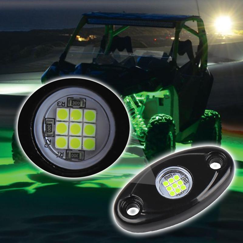 OVOVS Rock Lights 9 LED Rock Lights White Rock Lamp for Jeep Off Road ATV SUV RZR 4x4 Boat
