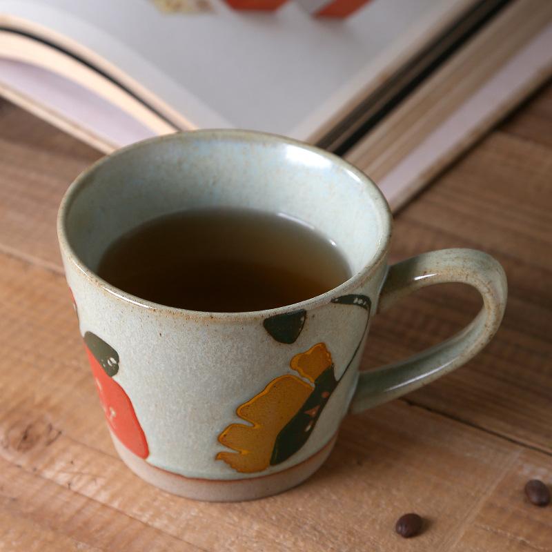 Кружка в стиле ретро, расписанная вручную, грубая керамика в деревенском стиле, цветочная керамика, персонализированная подглазурная цветная чашка для воды в Instagram