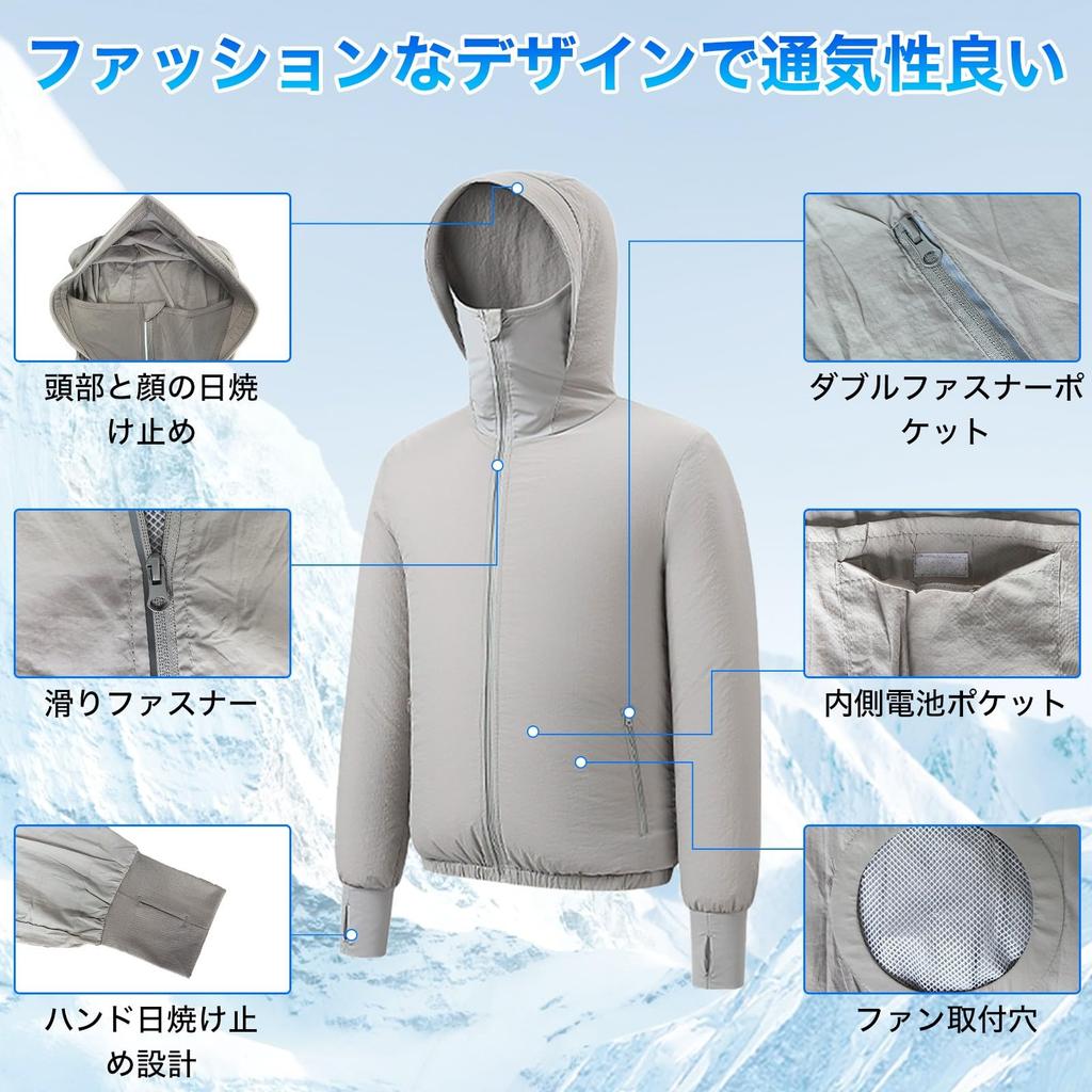 YORIYOI 9 Fan High Quiet 3 Speed USB Long Sun Quick Summer Cool Gray Men's Air-Conditioned Workwear, Blades, Airflow, Operation, Settings, Powered,