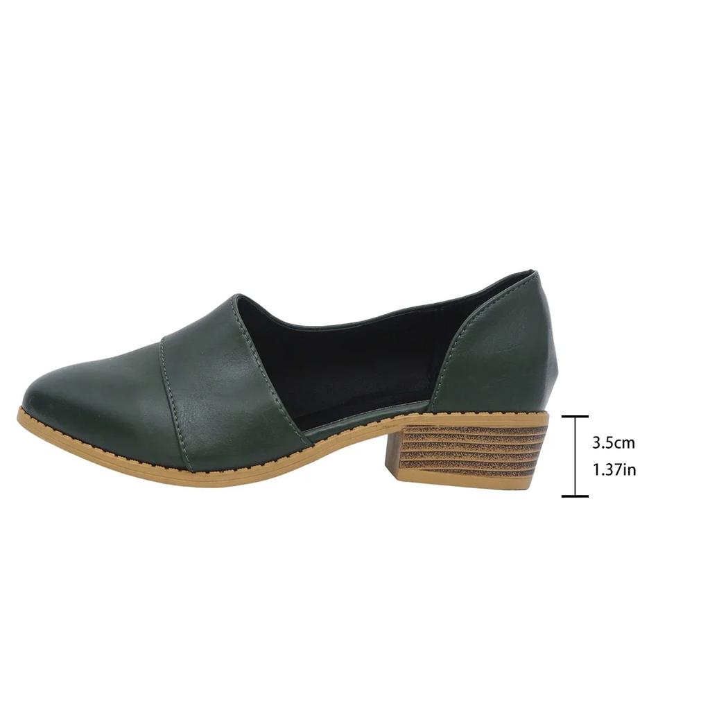 2025 Лето Новые Модные Кожаные Женские Туфли Повседневные Большие Размеры 43 Туфли С Острым Носом На Толстом Каблуке Платформа Каблуки Zapatos De Mujer