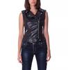 Western Classic Waistcoat Women Button Vest Jacket Coat Black Lambskin Leather